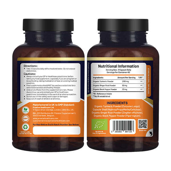 Prowise Organic Turmeric 2280mg Black Pepper & Ginger x 180 GOODS Superdrug   