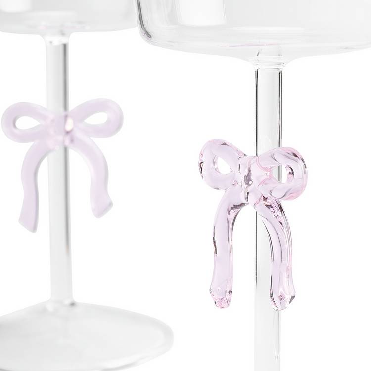 Argos Home glass candle holders with pink ribbon set of 2 (British brand)