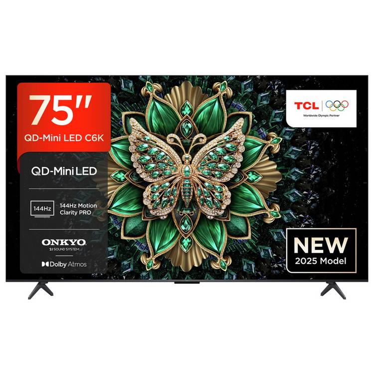 TCL 75C6K 75-inch Mini LED 4K TV, imported from the UK