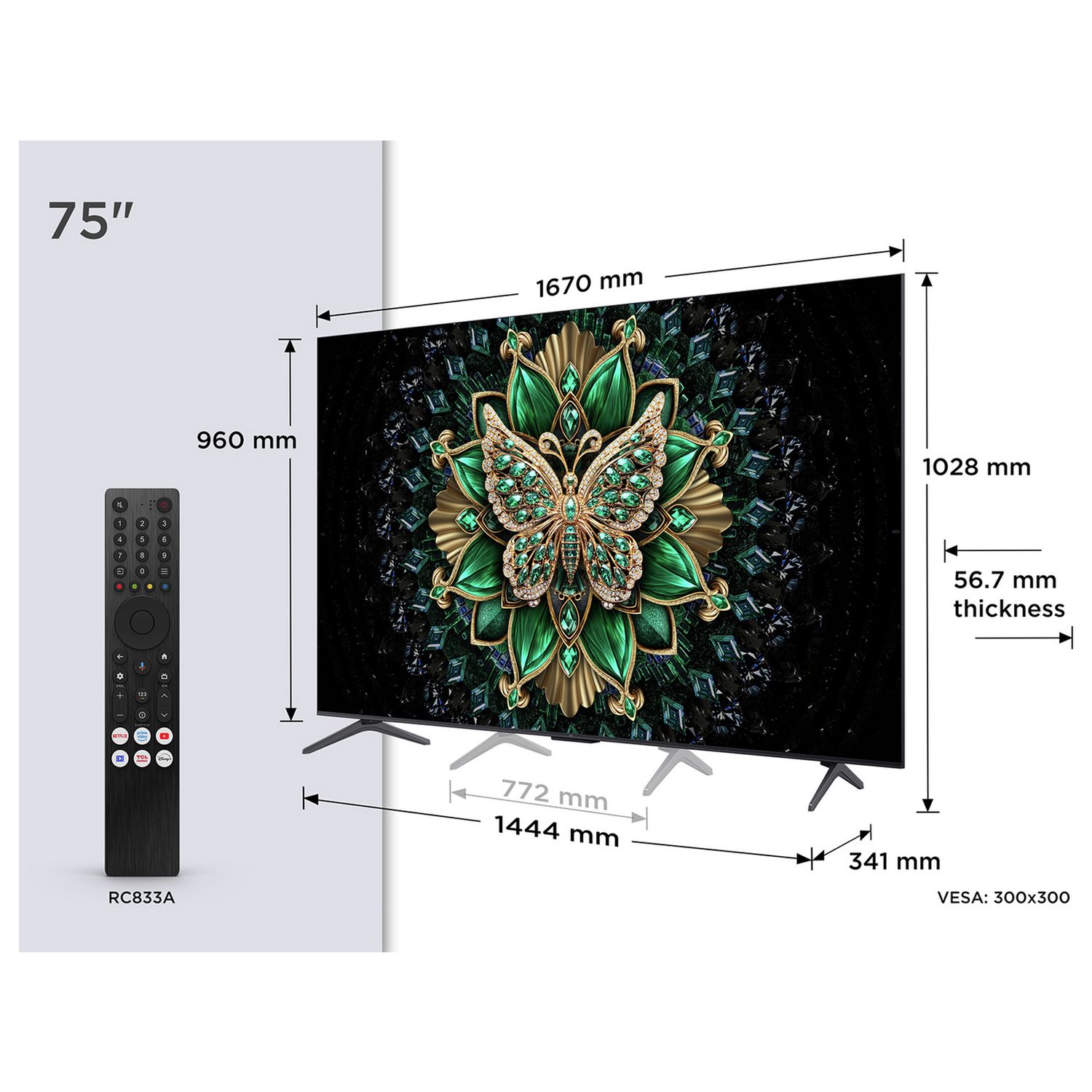 TCL 75C6K 75-inch Mini LED 4K TV, imported from the UK