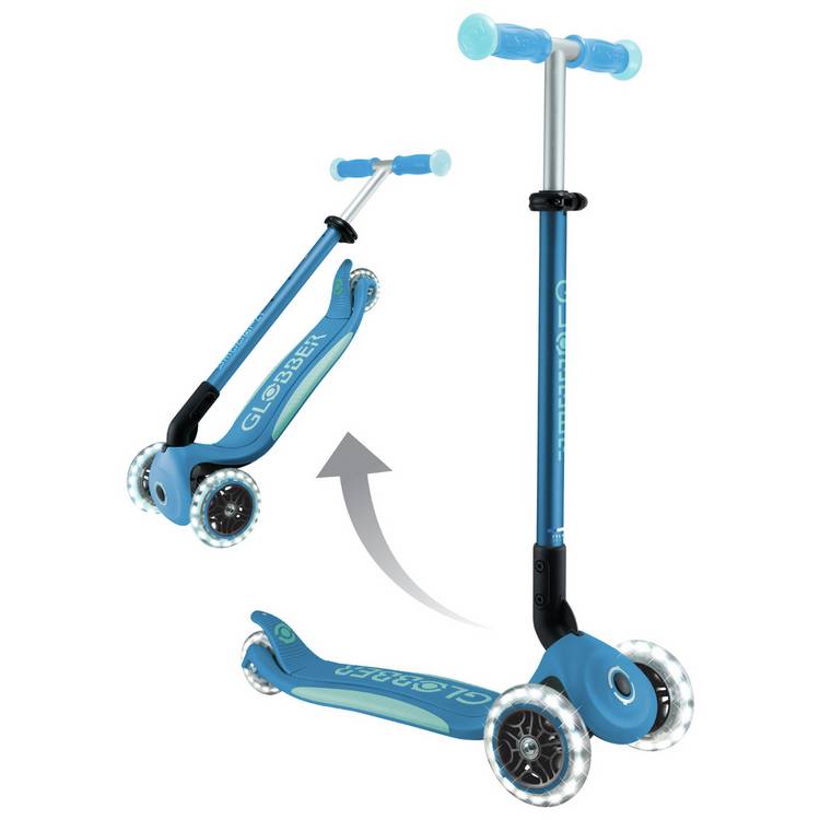 Globber Elite Glow Lights Scooter Blue kids scooter - British product