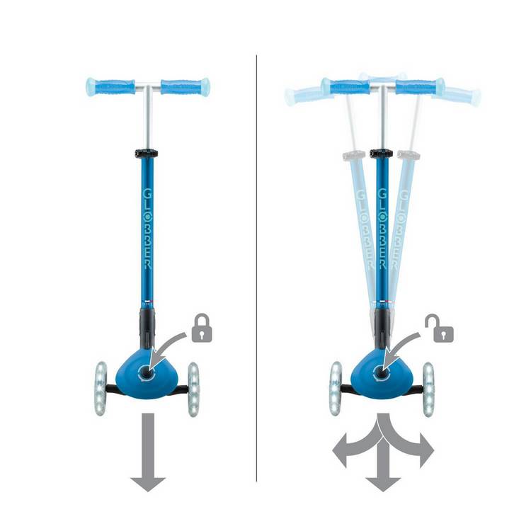 Globber Elite Glow Lights Scooter Blue kids scooter - British product