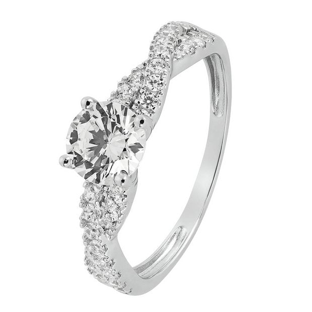 Revere 9ct white gold cubic zirconia engagement ring, UK version