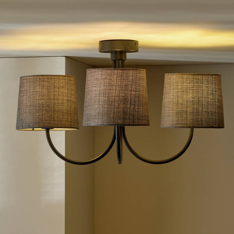 Argos Home 3-light flush ceiling light black grey, imported from the UK