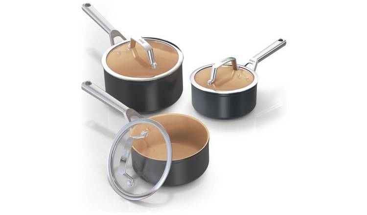 Ninja 3 piece ceramic aluminium saucepan set, imported from the UK