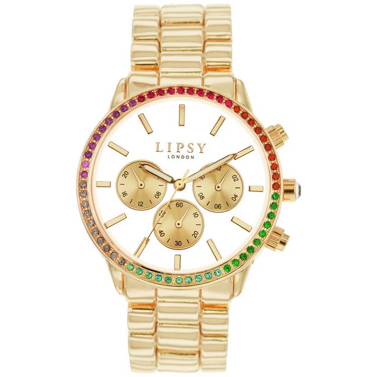 Lipsy Gold Coloured White Dial Bracelet Strap Watch