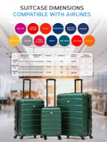 Flight Knight suitcase set forest green and black 2 piece, imported from the UK