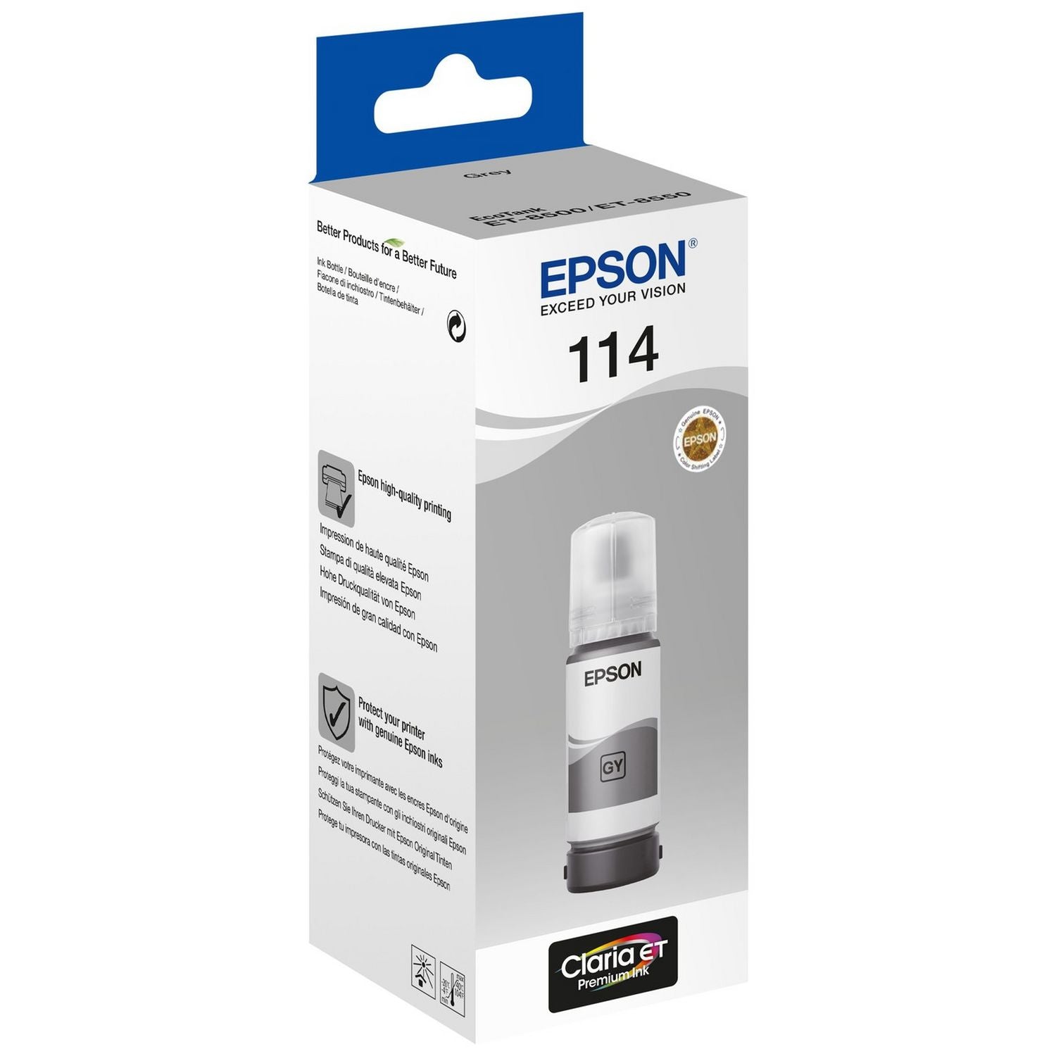 Epson 114 EcoTank grey ink bottle refill (British brand)