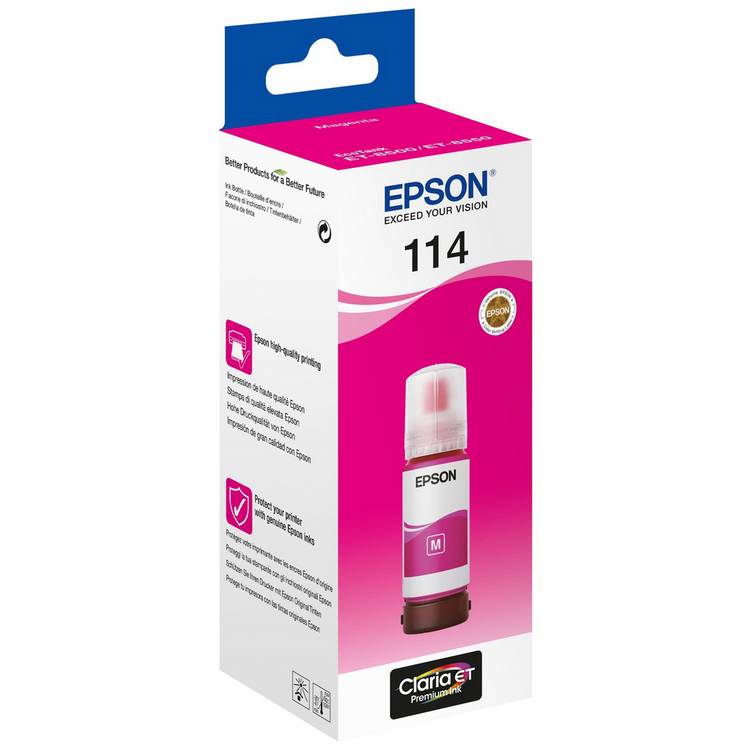 Epson magenta ink bottle for EcoTank printers, UK version