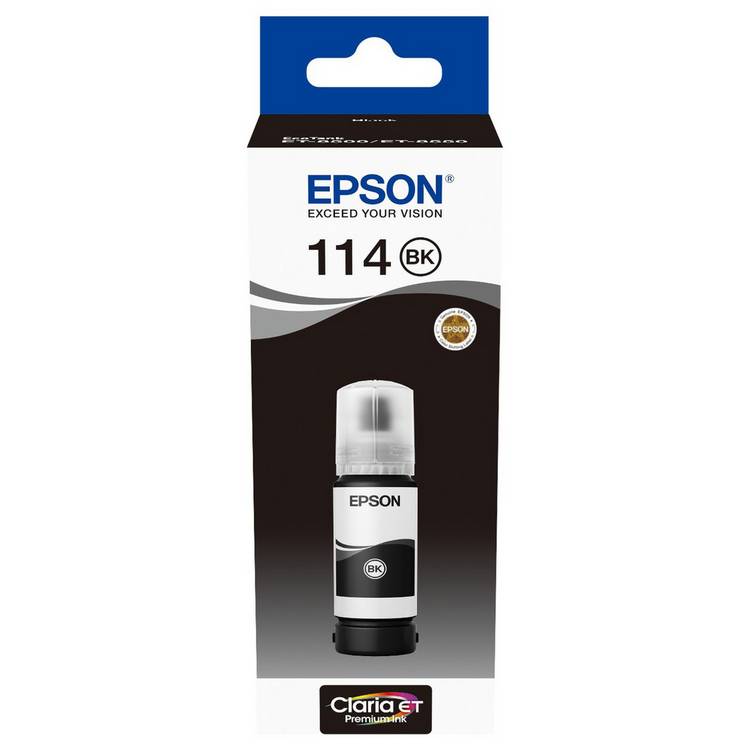 Epson 114 pigment black ink bottle for EcoTank printers - British product