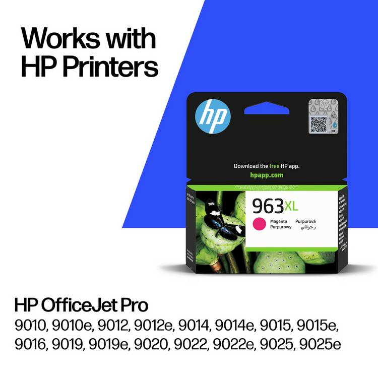 HP 963 XL high yield magenta ink cartridge 23.25ml (British brand)