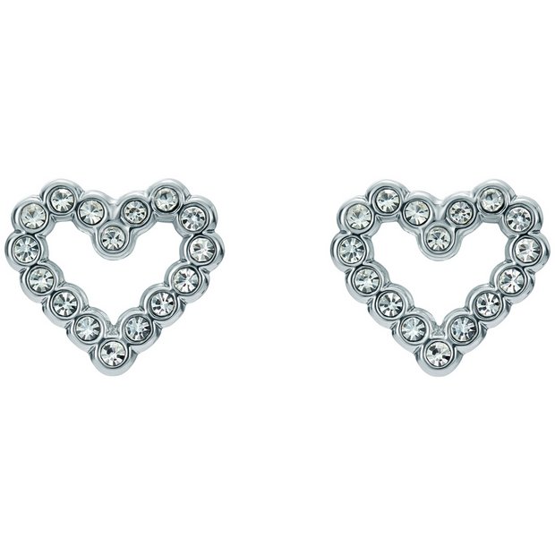 Ted Baker silver-plated crystal halo heart stud earrings, UK version