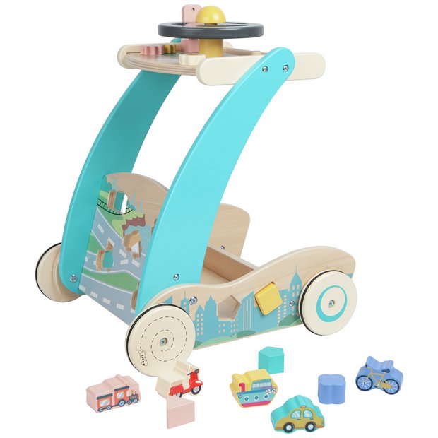Chad Valley wooden car activity walker, UK version