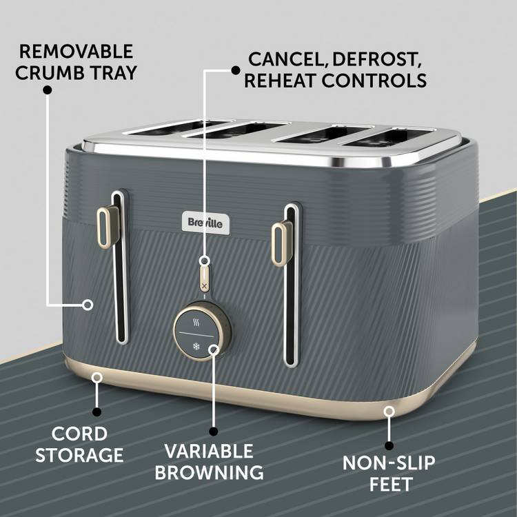 Breville toaster 4-slice grey - British product