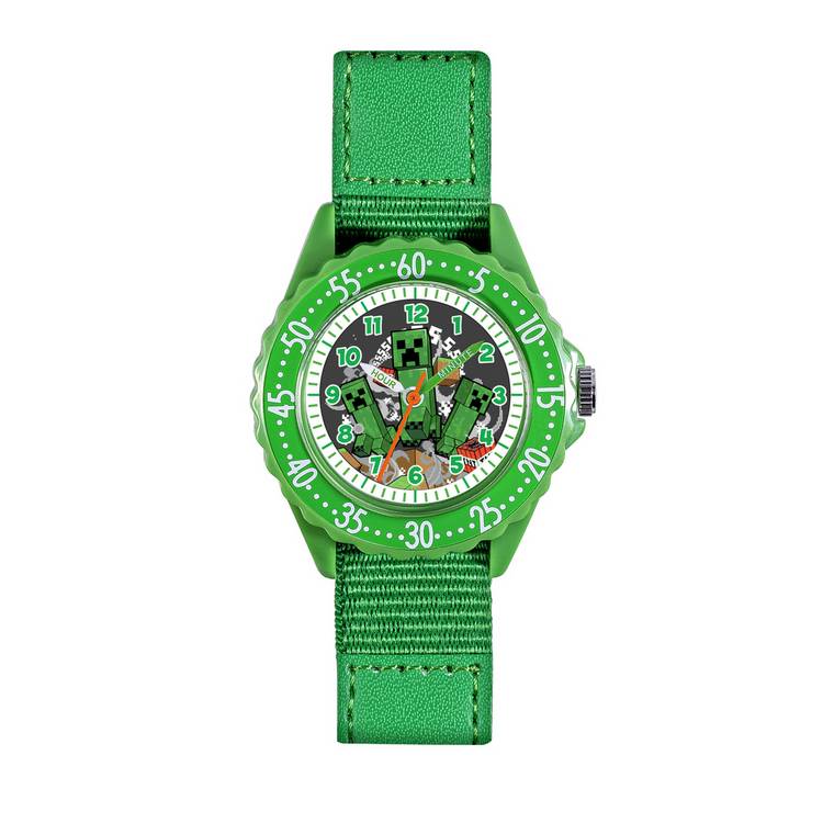 Minecraft kids watch green Creeper time teacher 35mm, UK version