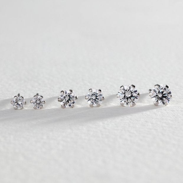 Revere sterling silver CZ stud earrings set - British product