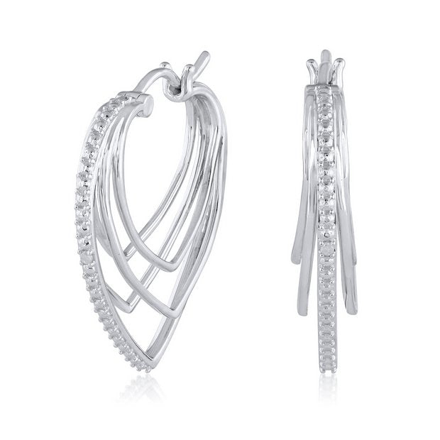 Revere diamond heart hoop earrings sterling silver - British product