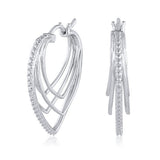Revere diamond heart hoop earrings sterling silver - British product