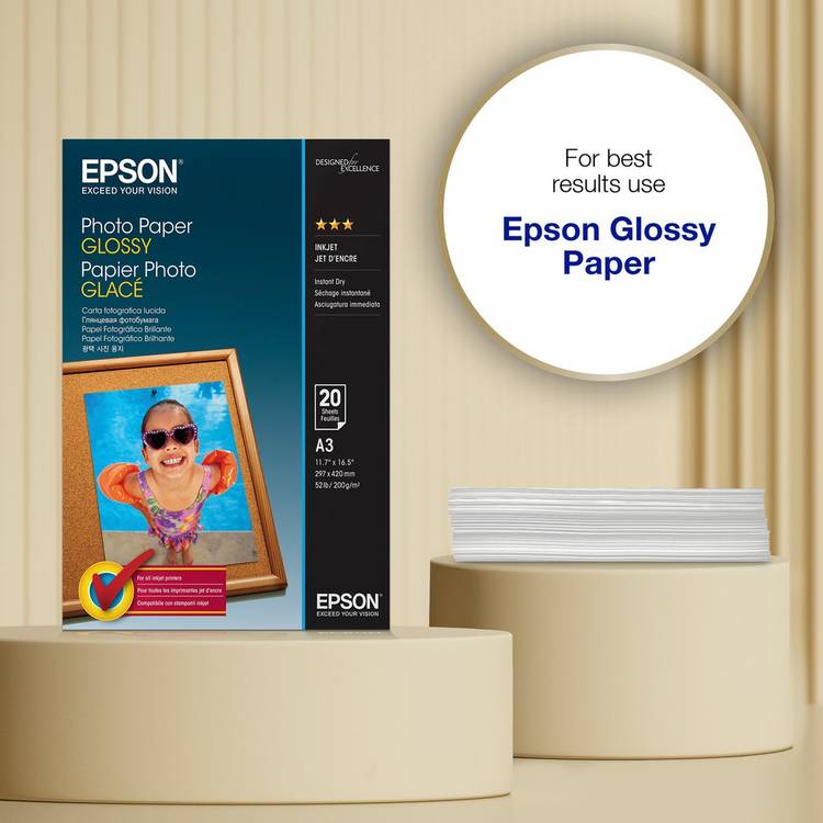 Epson A3 glossy photo paper 20 sheets, imported from the UK