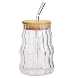 Argos Home glass coffee cup bamboo lid straw 516ml - British product