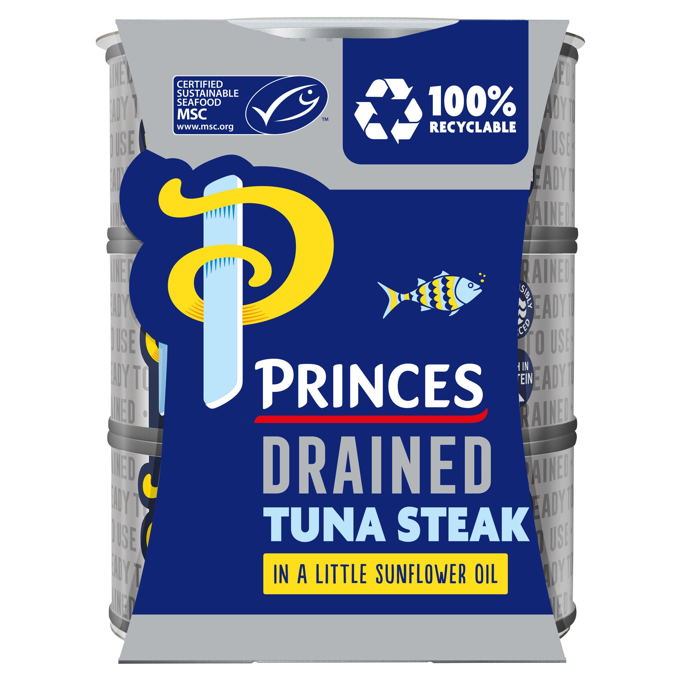 Princes Drained & Ready to Use Tuna Steak with a Little Sunflower Oil 3x110g Fish Sainsburys   