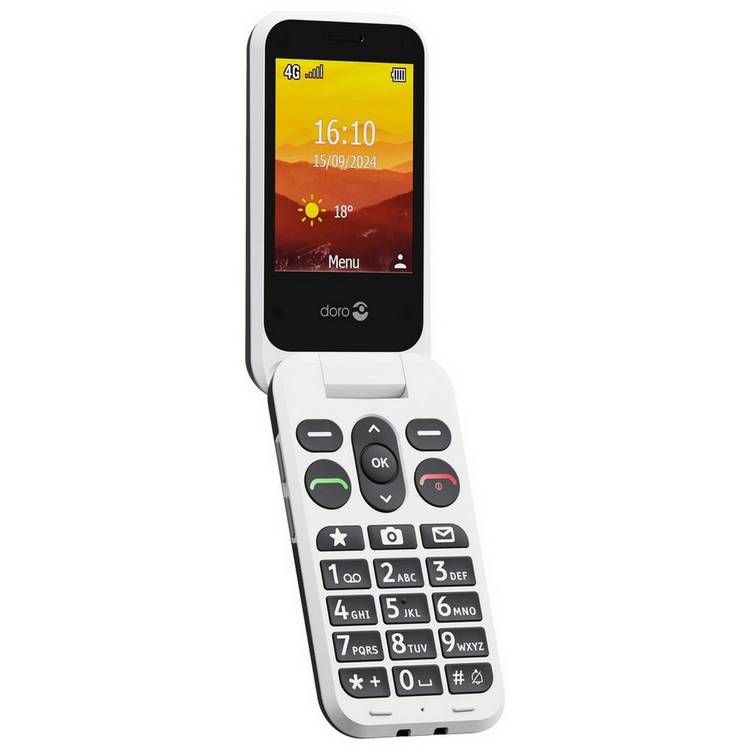 Doro Leva L20 clamshell mobile phone Black and White - British product