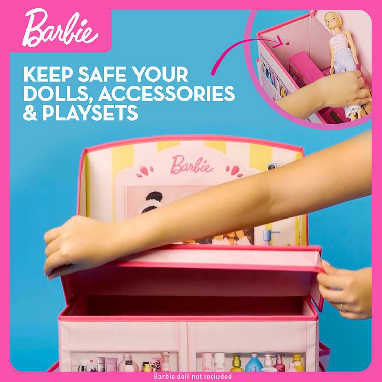 Barbie 2-in-1 foldable vanity storage unit with mirror, imported from the UK