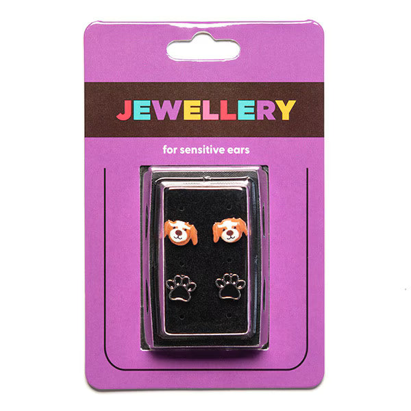 Sensation jewellery studs dual paw design pair (British brand)
