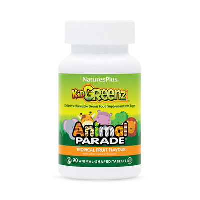 Holland & Barrett NaturesPlus Animal Parade KidGreenz Tropical Fruit Flavour Children's Chewable Supplement 90 Chewables- Buy online at McGrocer
