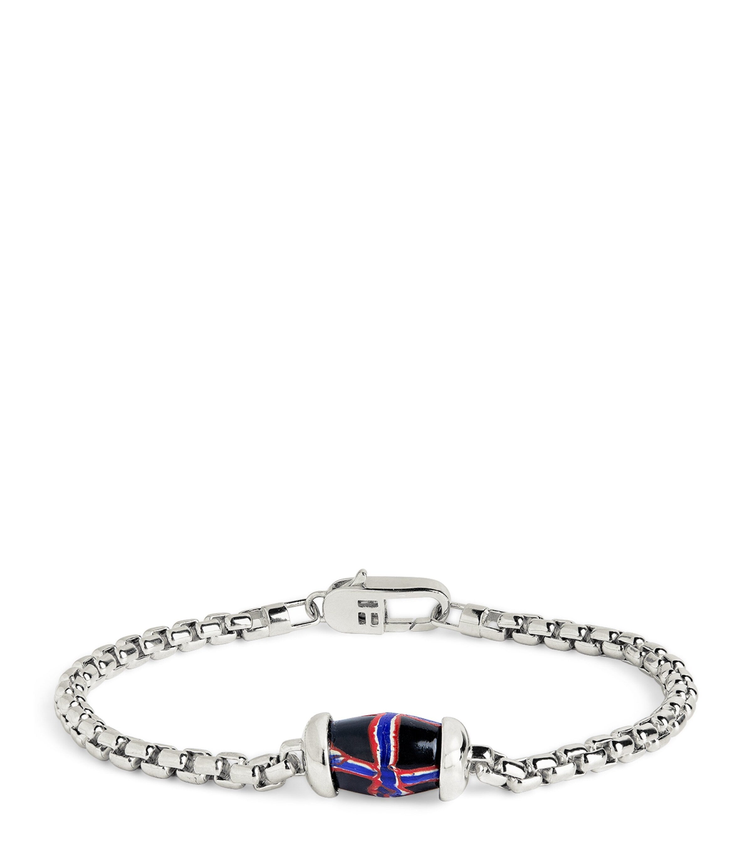 Tateossian Sterling Silver French Cross Chain Bracelet (British brand)