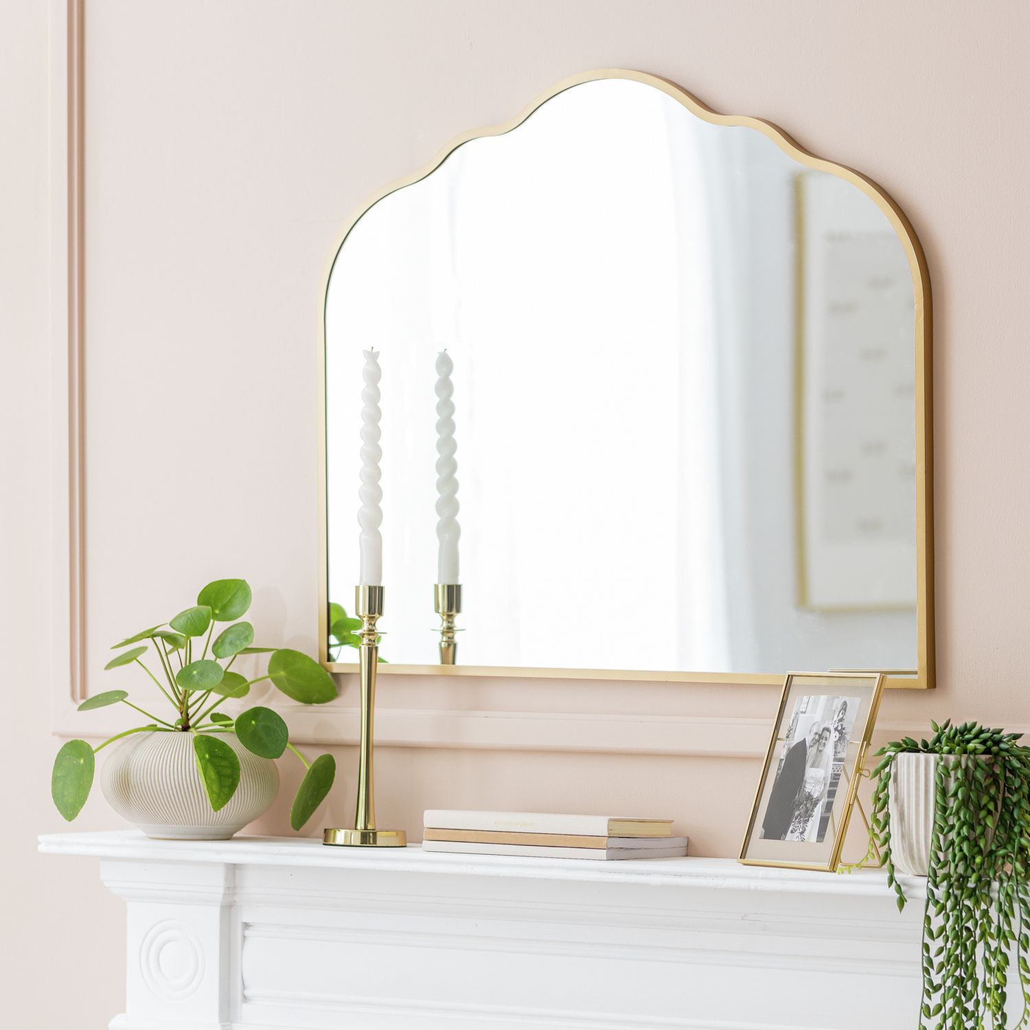 Argos Home gold overmantle curved mirror 70x60cm, imported from the UK