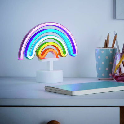 Argos Glow Neon Effect Rainbow LED Table Lamp, Multicoloured, 23cm- Buy online at McGrocer