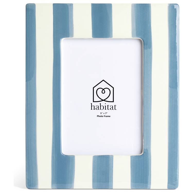 Habitat blue ceramic picture frame 5x7 inches, imported from the UK