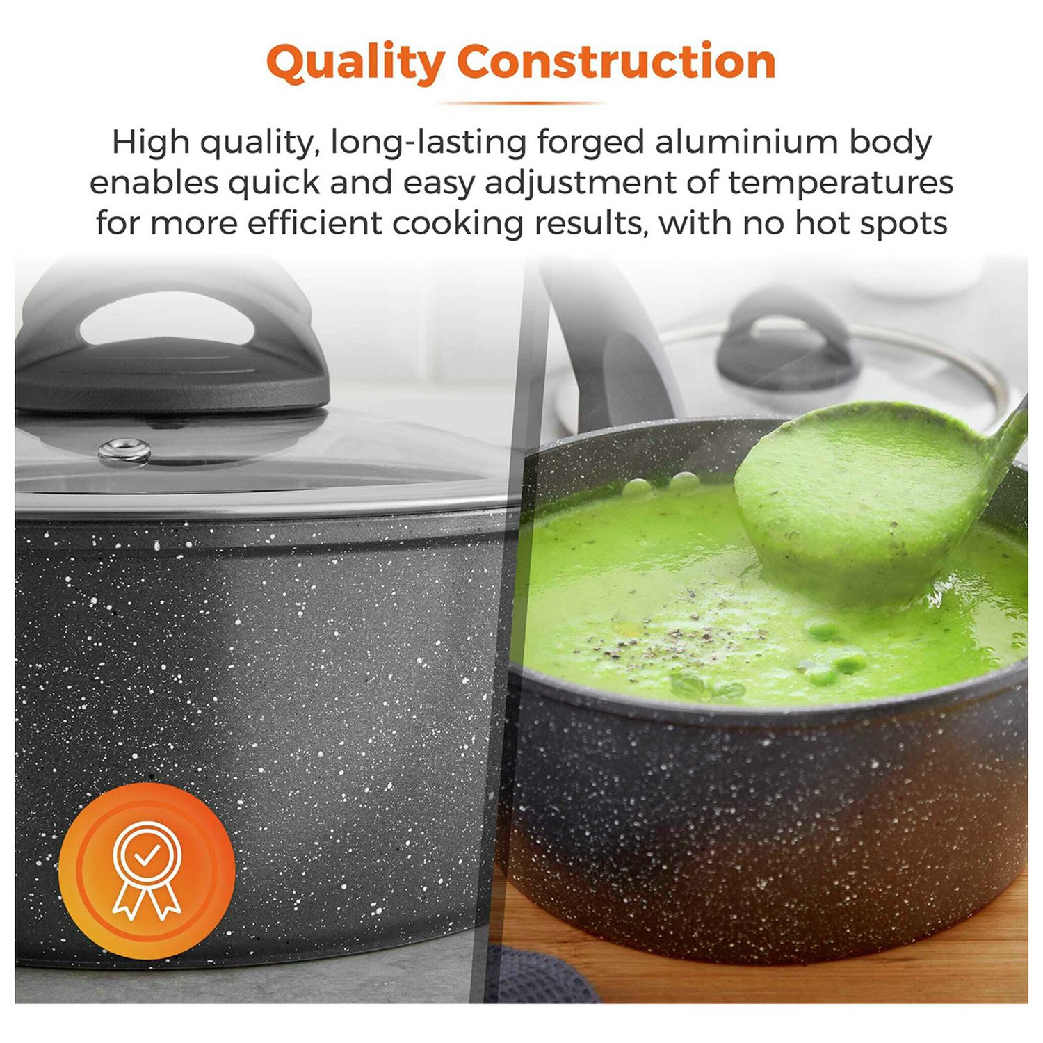 Tower Cerastone 3 piece aluminium saucepan set black, imported from the UK