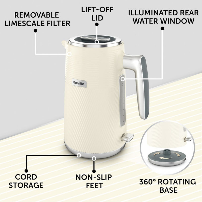Breville Obliq kettle 1.7l cream - British product