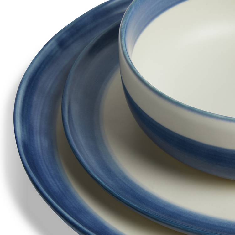 Habitat Artisan Stripe blue 12 piece dinner set, UK version