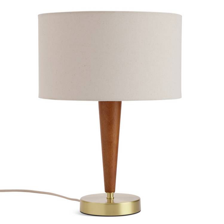 Habitat wood and brass table lamp walnut natural (British brand)