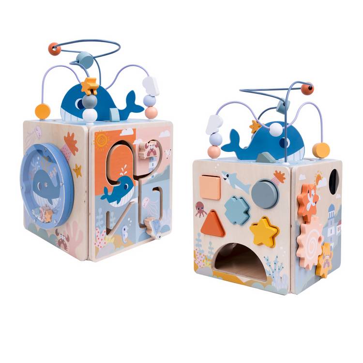 Chad Valley wooden activity cube Under the Sea, imported from the UK