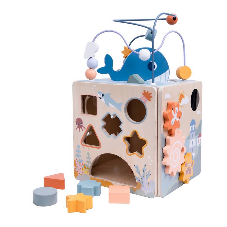 Chad Valley wooden activity cube Under the Sea, imported from the UK