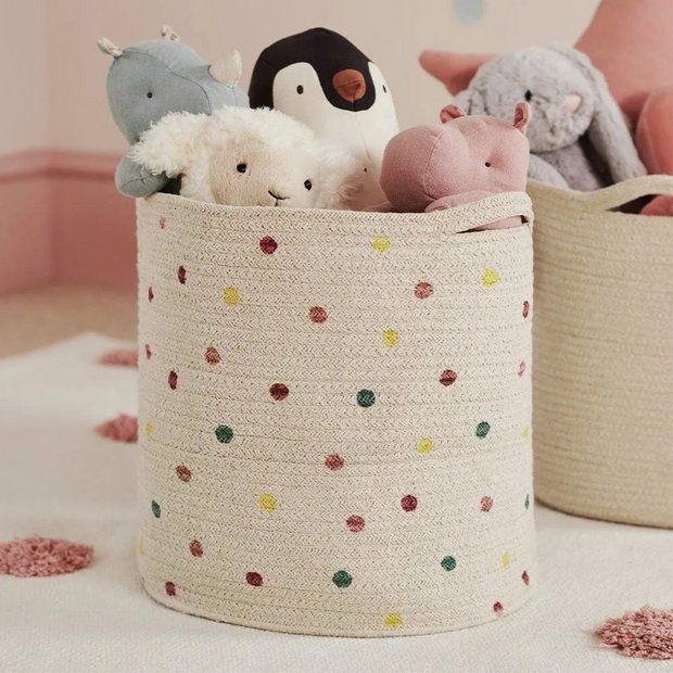 Great Little Trading Company rope storage basket pastel spot 28cm (British brand)