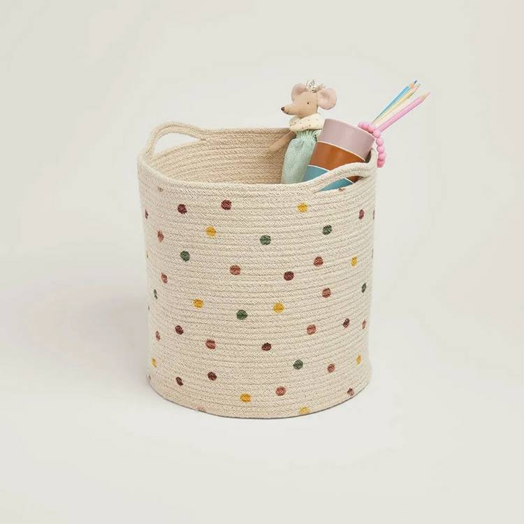 Great Little Trading Company rope storage basket pastel spot 28cm (British brand)