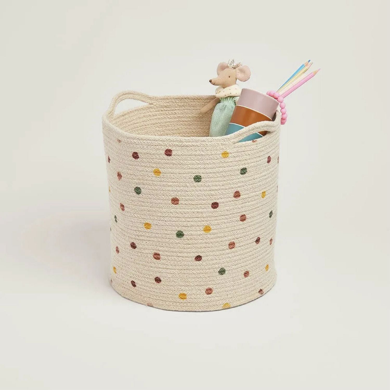 Great Little Trading Company rope storage basket pastel spot 28cm (British brand)