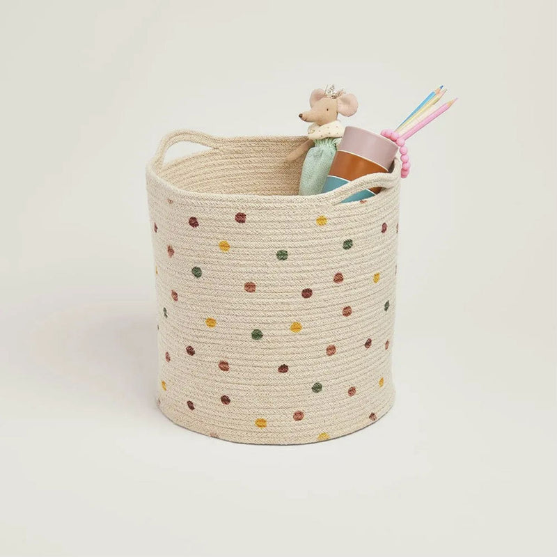 Great Little Trading Company rope storage basket pastel spot 28cm (British brand)