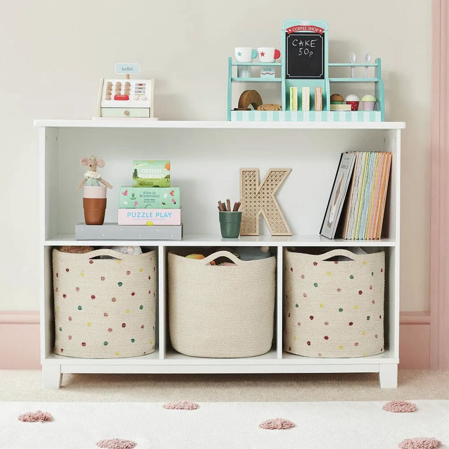 Great Little Trading Company rope storage basket pastel spot 28cm (British brand)