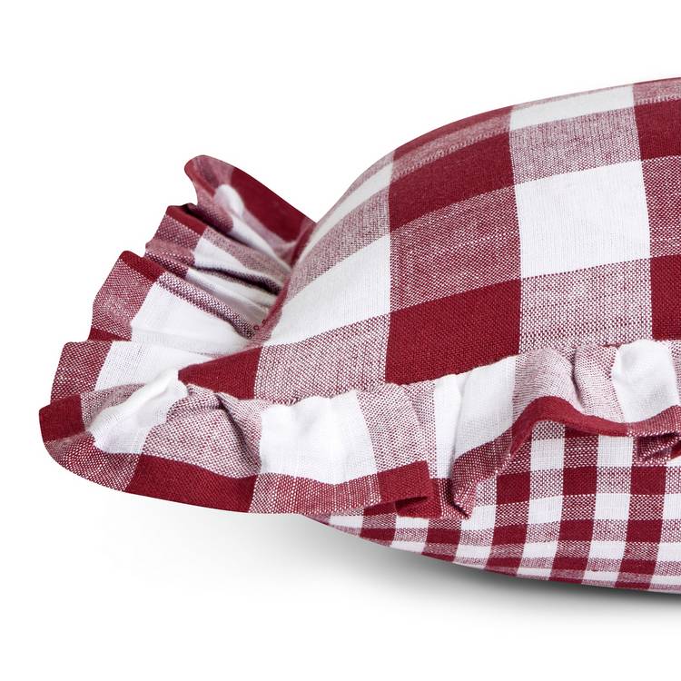 Habitat gingham cushion 50x30cm berry, imported from the UK