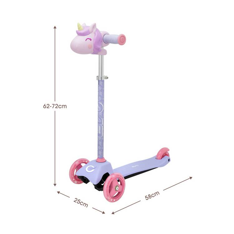 Evo unicorn three-wheel scooter purple - British brand