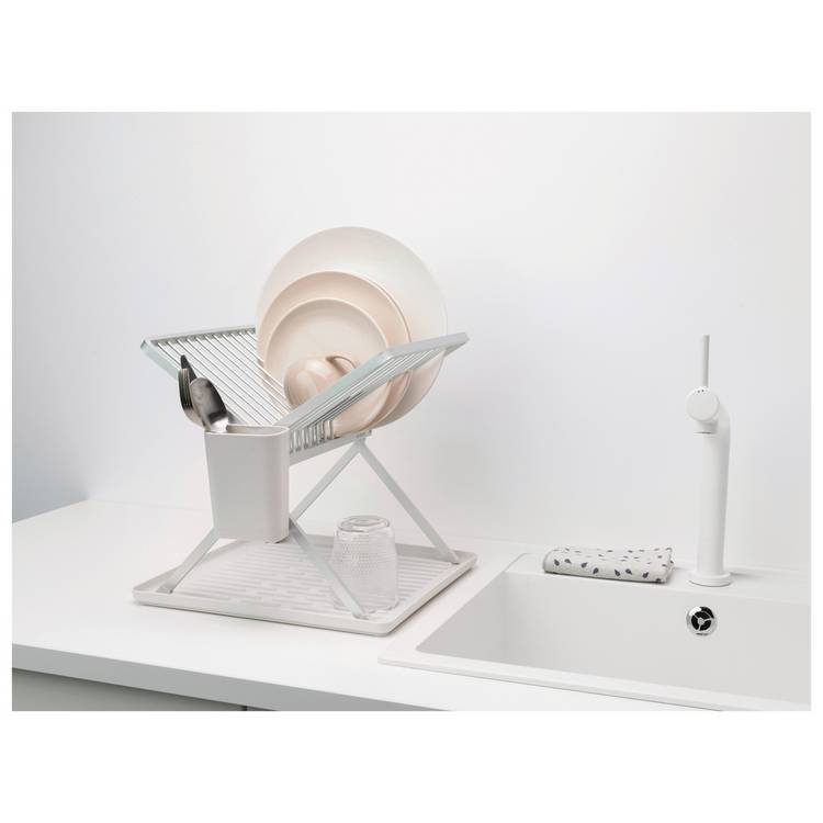 Brabantia sink side foldable dish rack in light grey, UK version