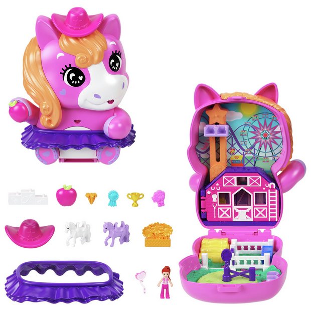 Polly Pocket Rodeo Compact playset with doll and accessories - British product