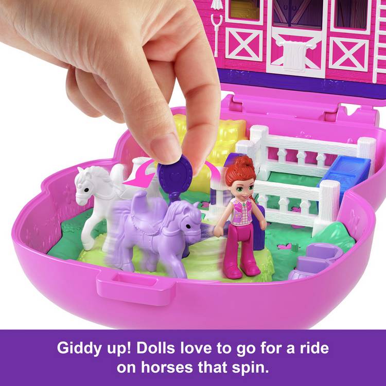 Polly Pocket Rodeo Compact playset with doll and accessories - British product