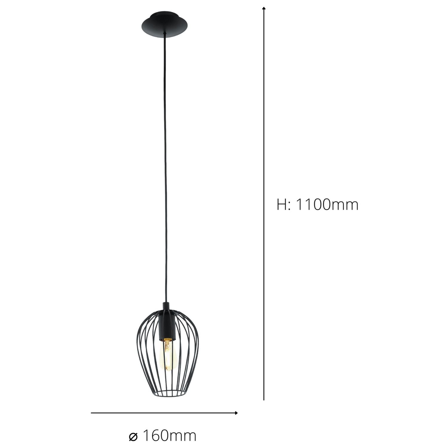 EGLO Newtown pendant light black steel adjustable drop - British product